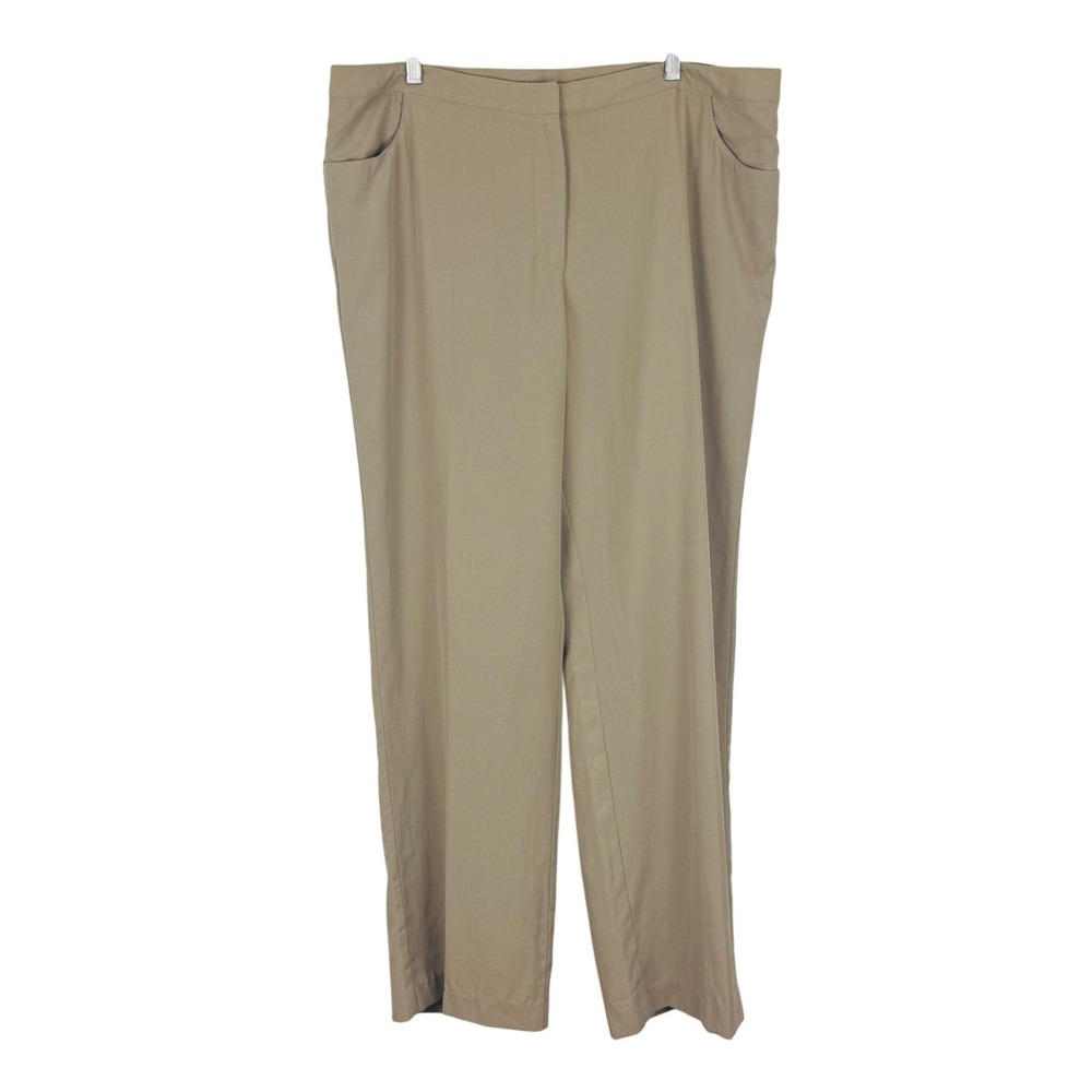 J. Jill Tan Straight Leg Pants Classic Officecore Neutral Linen Blend 18 NEW